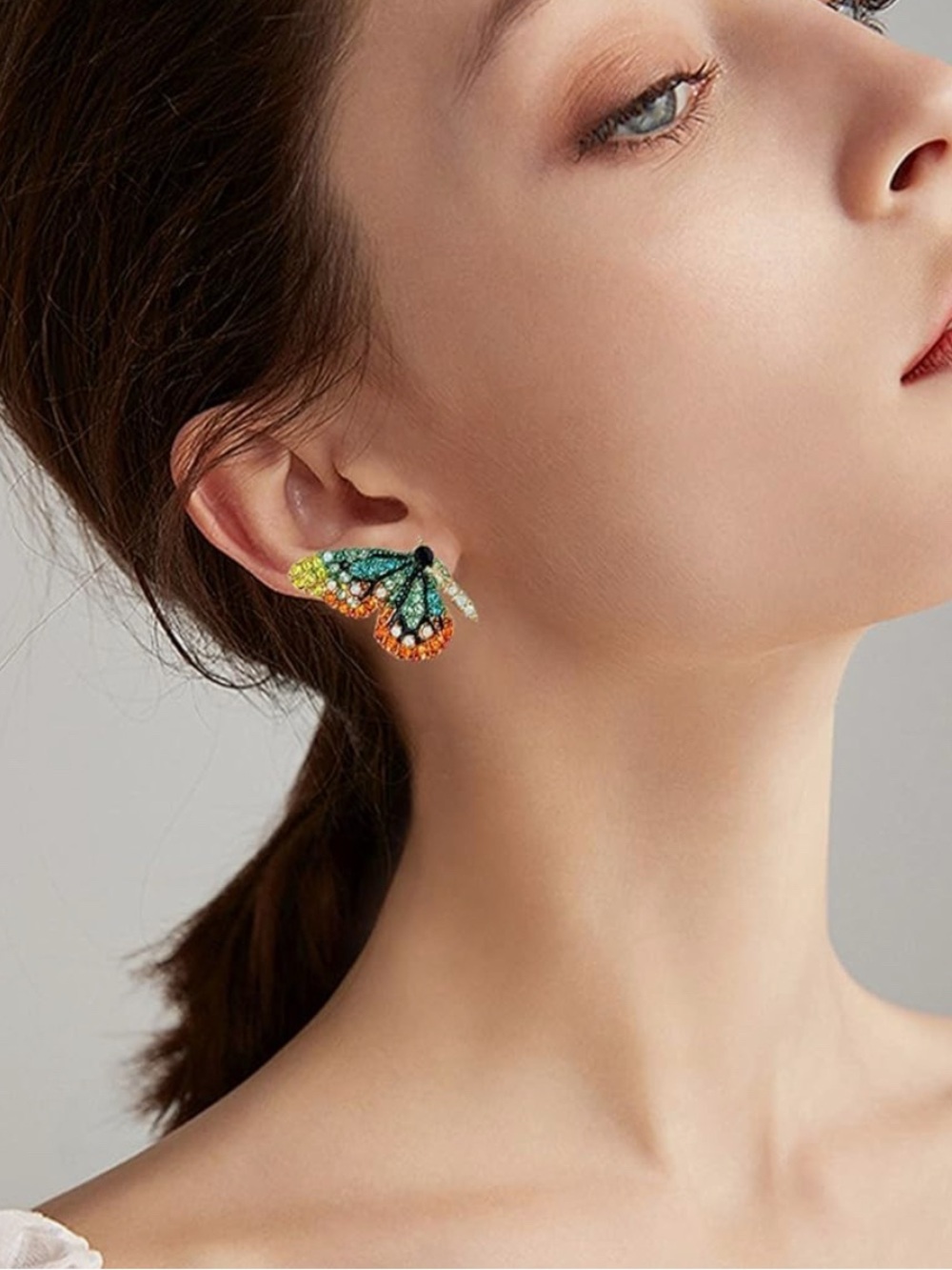 Colorful Crystal Butterfly Earrings